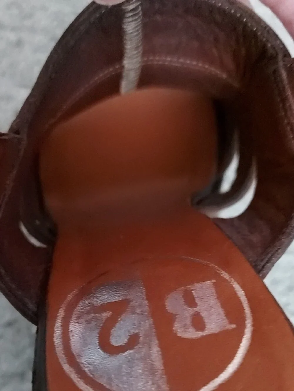 B2 Brown Leather Platform Slingback Sandals